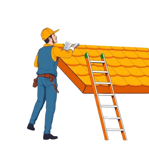 Roofer inspecting